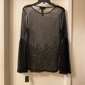Black Sequinned INC International Concepts Top, Sz L
